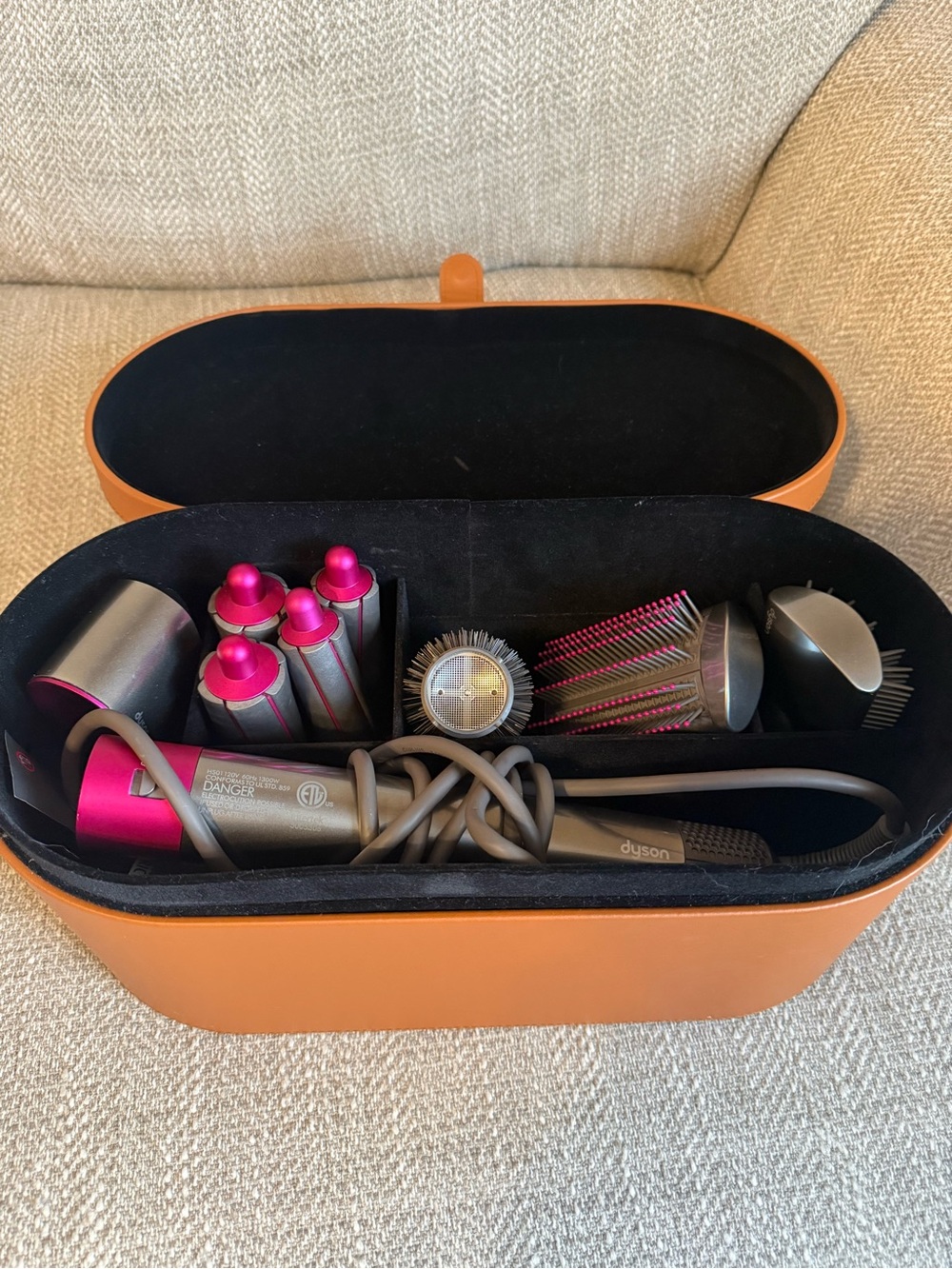 Dyson Hot Pink and Gray Styling Set in Orange Case
